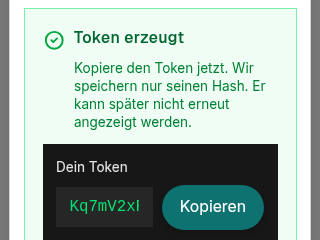 Account, AI integration tab: a personal access for your own AI has been created